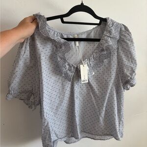 Rylee + Cru Silver Puff Sleeve Blouse